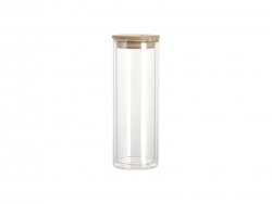 Sublimation Blanks 20oz/600ml Double Wall Clear Skinny Glass Tumbler with bamboo lid